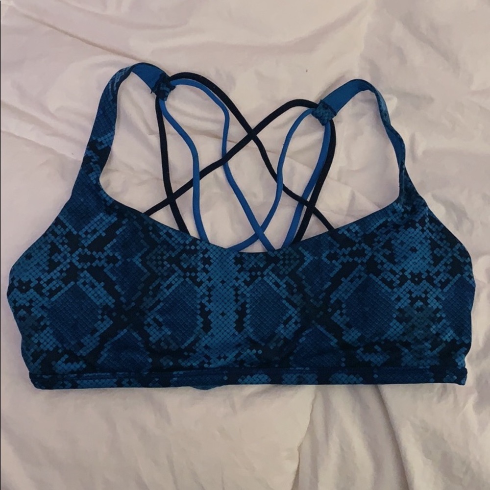 Lululemon Black and Blue Strappy Sports Bra